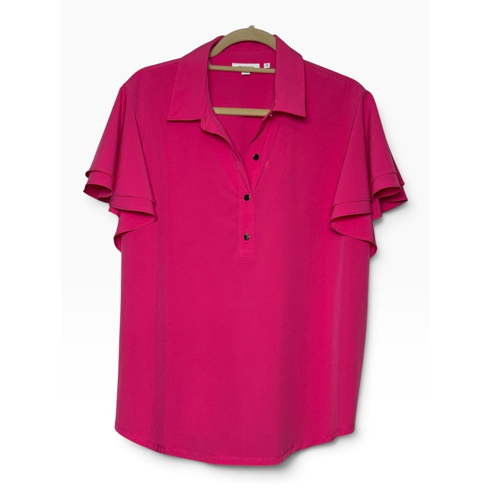 Chicos Women's Pink Flutter Ruffle Short Sleeve Blouse Top Size 2.5 US 14